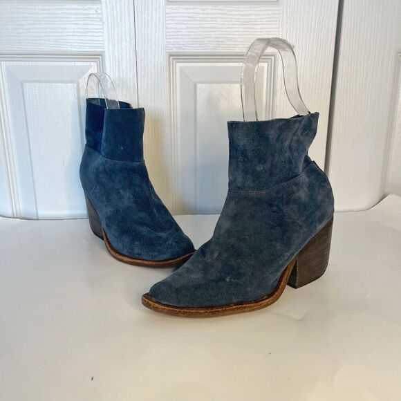 Jeffrey Campbell Like New Leather Suede Slouchy Ankle Slip On Heel Western Boots - Picture 4 of 13